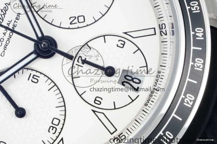 0111 Breathable Speedmaster Racing Master SS HKF Best Edition White Dial on Black Rubber Strap A 7815